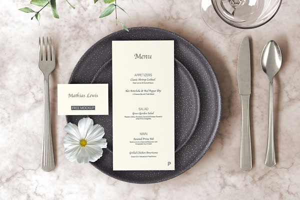 Top View of Wedding Stationery Mockup in Artistic Setting
