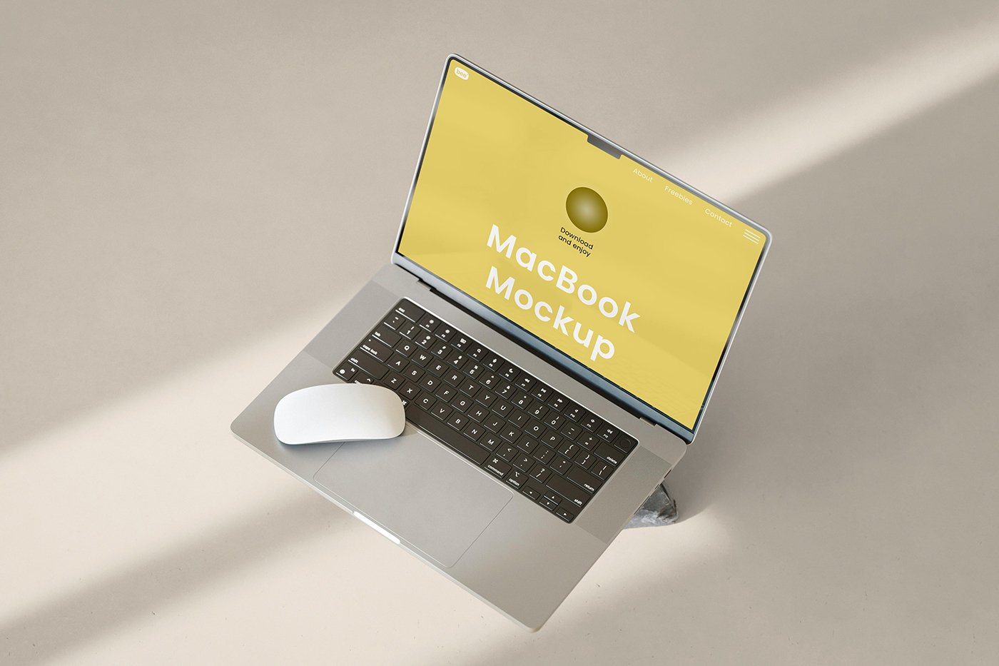 Top View of Wide Open MacBook Mockup FREE PSD