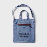 Top View of Wrinkled Jeans Bag Mockup