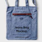 Top View of Wrinkled Jeans Bag Mockup