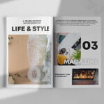 Top View Open Magazine on Floor Mockup with Shadow