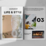 Top View Open Magazine on Floor Mockup with Shadow