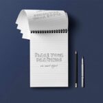 Top View Open Ringed Notepad Mockup with Pencil and Pen