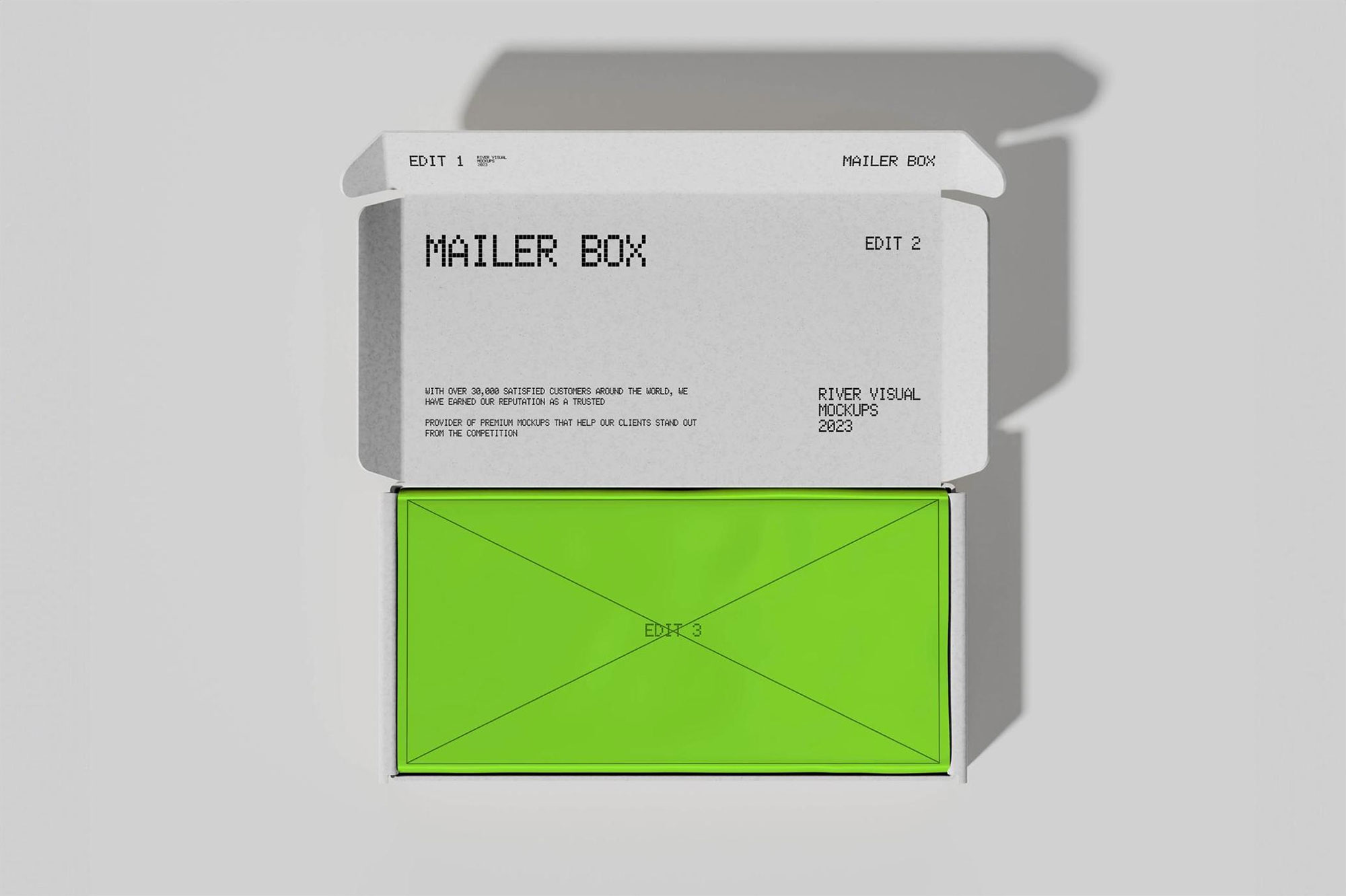 Free Top View Opened Mailer Box Mockup PSD Template
