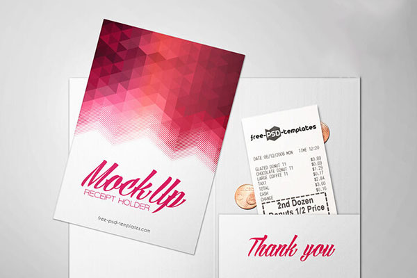 Top View Opened Receipt Holder Mockup