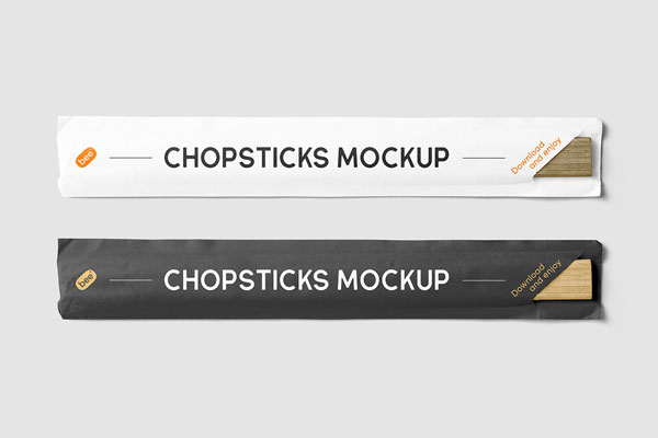 Top View Packaging Mockup of 2 Chinese Chopsticks
