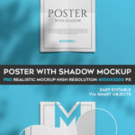 Top View Poster with Fold Lines Mockup in Shadows