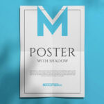 Top View Poster with Fold Lines Mockup in Shadows