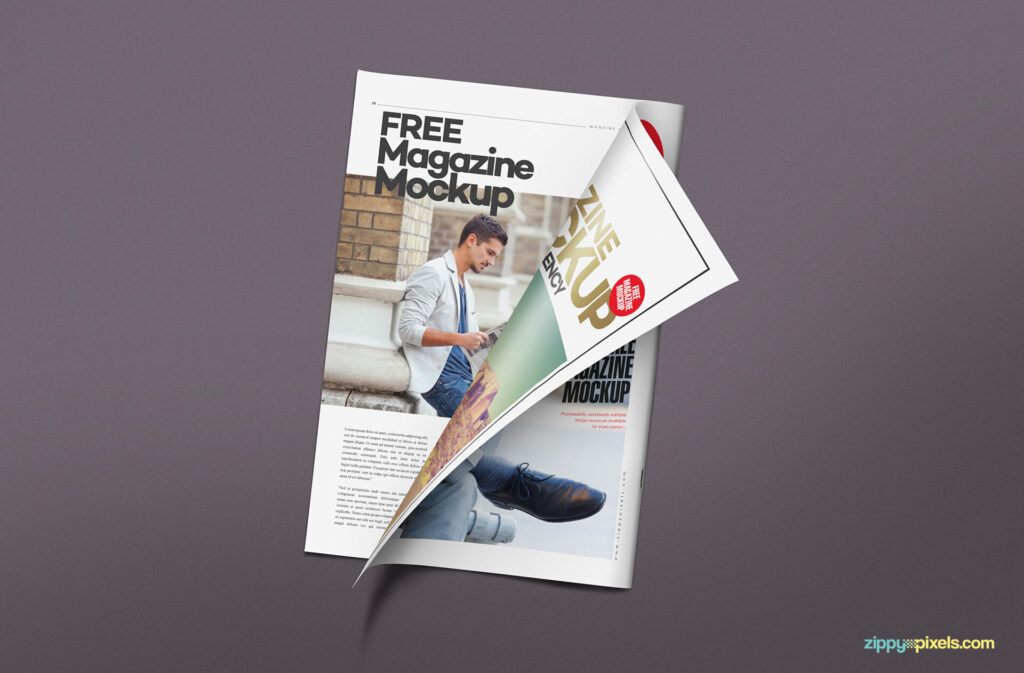 Top View Semi-open Magazine Mockup