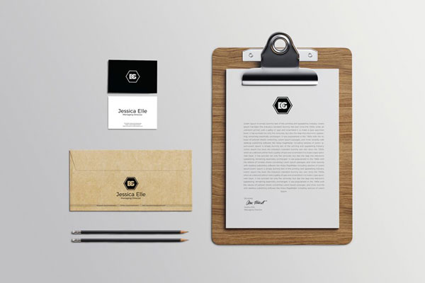 Top View Simple Stationery Set Mockup