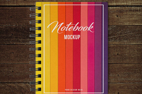 Top View Spiral Notebook Mockup