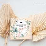 Top View Square Card on Dry Leaves Mockup