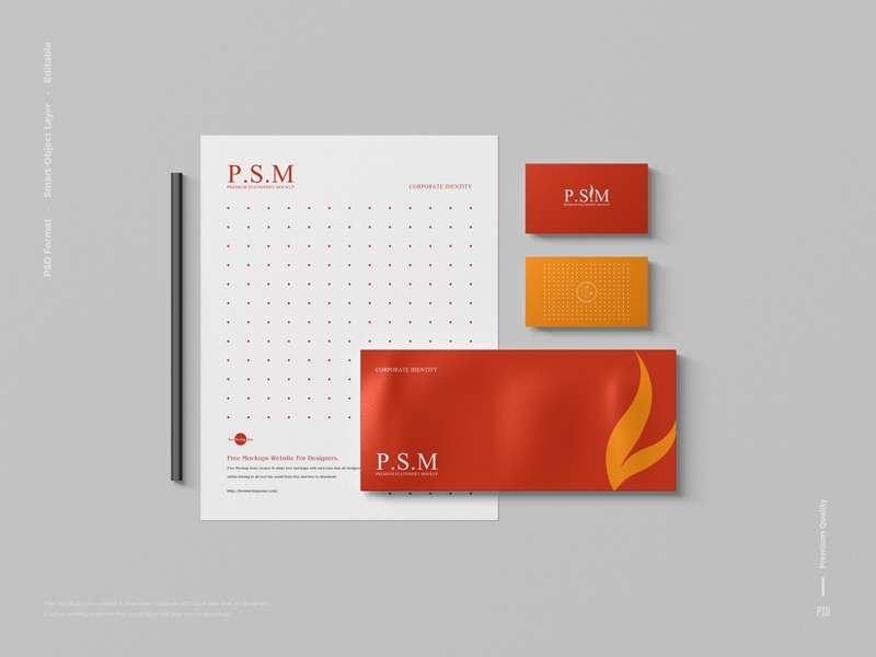 Top View Stationery Mockup Features Business Cards, Envelope, and Letterhead