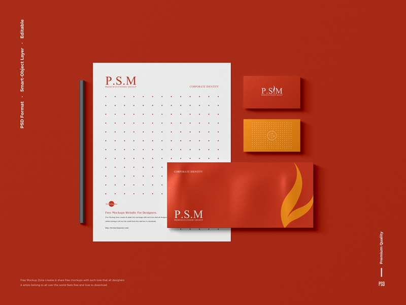 Top View Stationery Mockup Features Business Cards, Envelope, and Letterhead