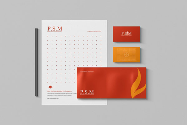 Top View Stationery Mockup Features Business Cards, Envelope, and Letterhead