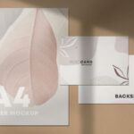 Top-View Stationery Mockup Featuring A4 Paper and Two Postcards