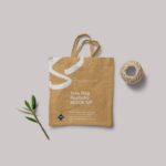 Top View Tote Bag Mockup with Decorative Elements