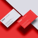 Top View Two Hovering Business Cards Branding Mockup
