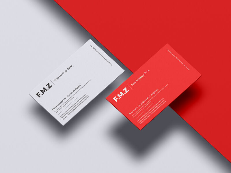 Top View Two Hovering Business Cards Branding Mockup FREE PSD