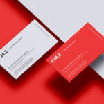 Top View Two Hovering Business Cards Branding Mockup