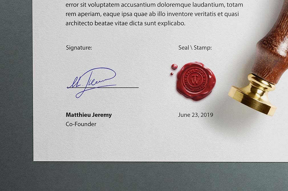 Top Vision of 3 Stamp and Wax Seal Logo Mockup