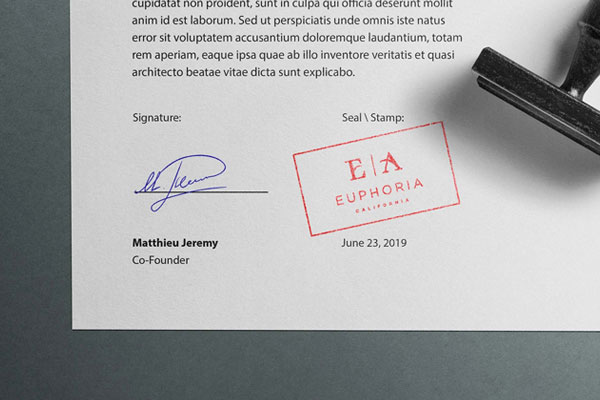 Top Vision of 3 Stamp and Wax Seal Logo Mockup