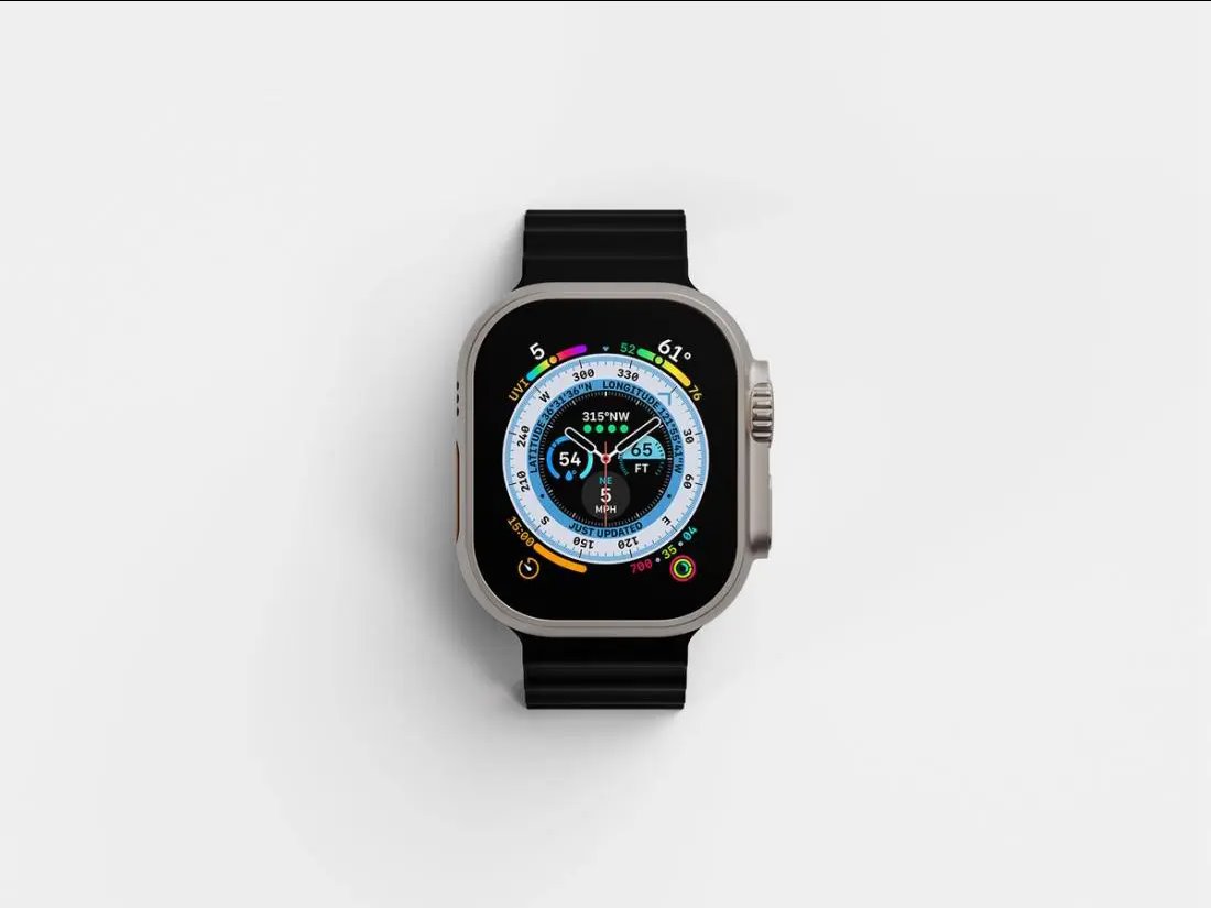 Top Vision of Apple Watch Ultra Mockup FREE PSD