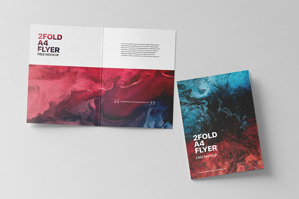 Top Vision of Bi Fold A4 Flyer Mockup