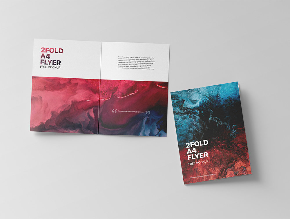 Top Vision of Bi Fold A4 Flyer Mockup