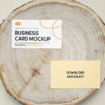 Top Vision of Business Card Mockups on Wood