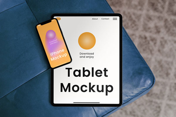 Top Vision of iPhone on iPad Mockup