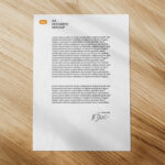 Top Vision of Letterhead Mockup on Table