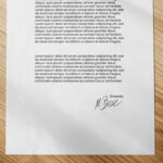 Top Vision of Letterhead Mockup on Table