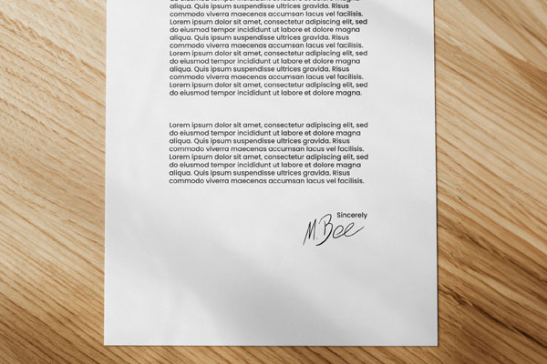 Top Vision of Letterhead Mockup on Table