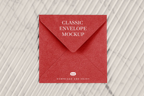 Top Vision of Square Envelope Mockup