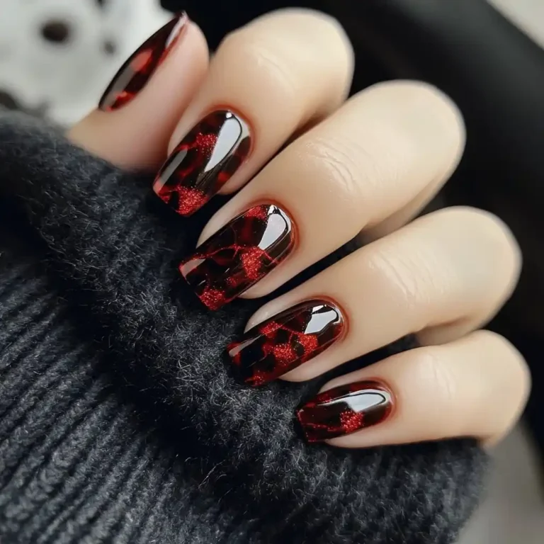Tortoiseshell Nails in Red