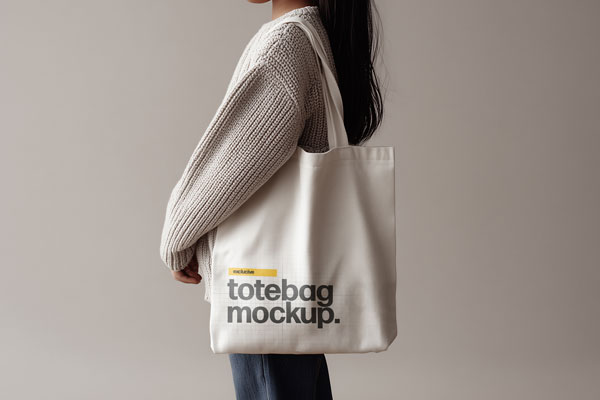 Tote Bag Mockup Holding by a Girl