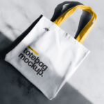 Tote Bag Mockup on Concrete Floor