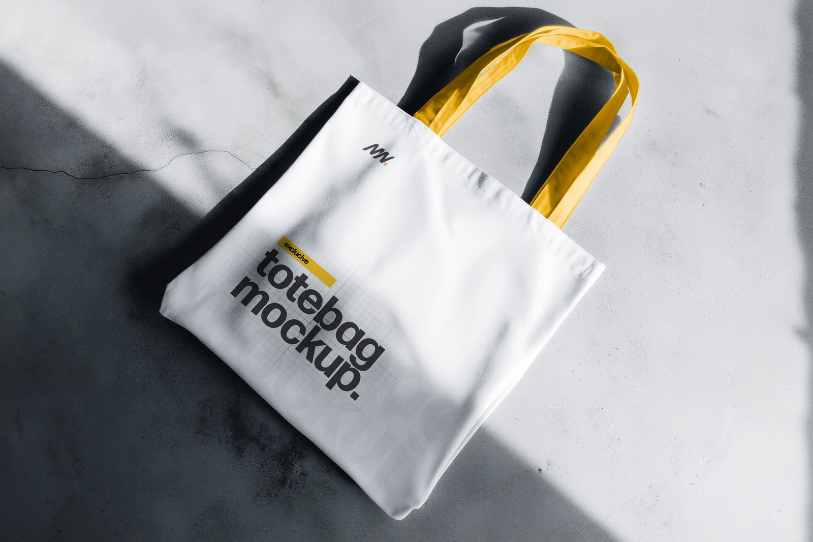 Free Tote Bag Mockup on Concrete Floor PSD Template