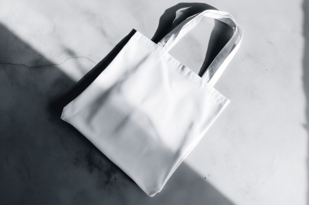Tote Bag Mockup on Concrete Floor