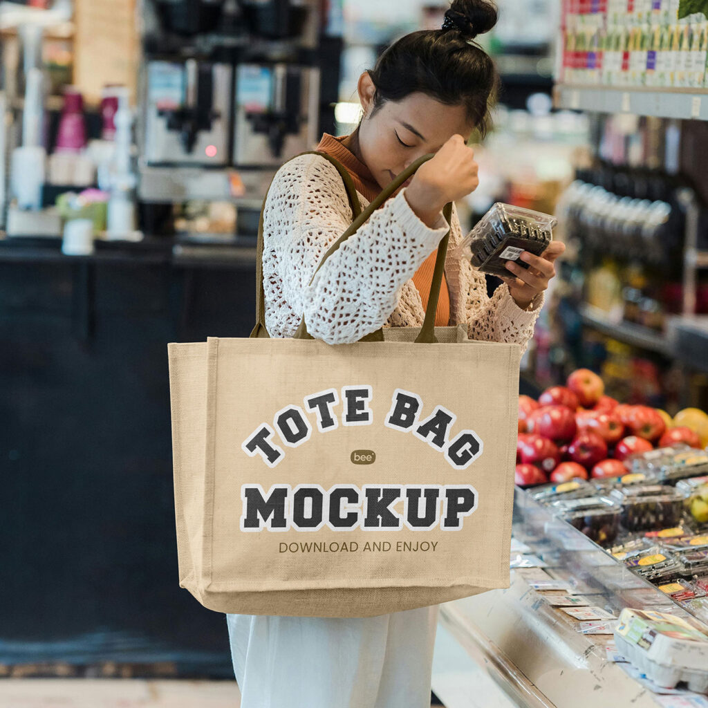 Tote Bag on Woman Mockup