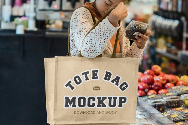 Tote Bag on Woman Mockup