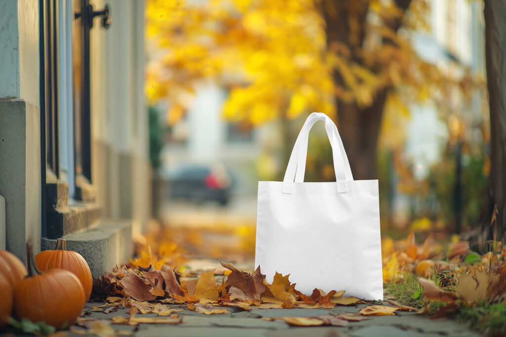Tote Bag with Pumpkins Mockup