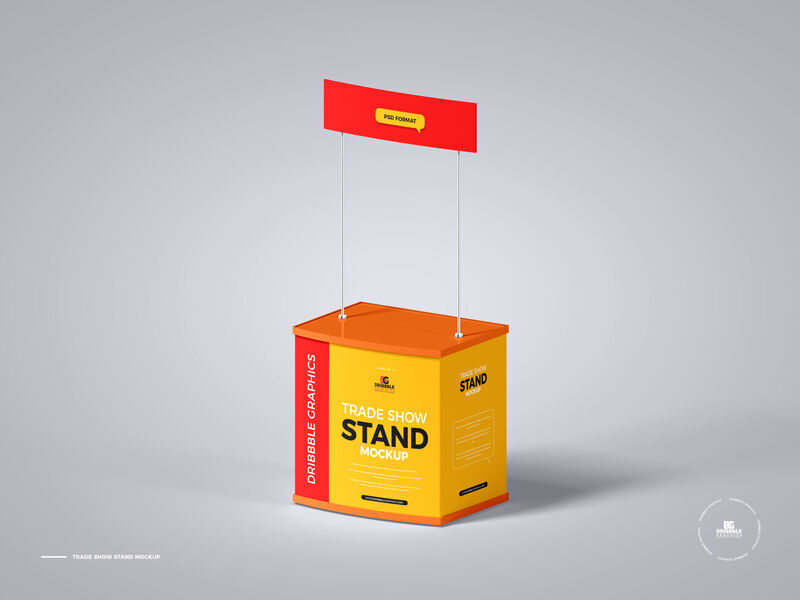Trade Show Stand Mockup in the Half-Side View