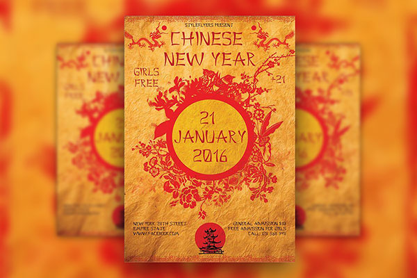 Traditional Drawing Chinese New Year Flyer