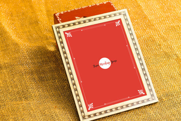 Traditional Photo Frame Mockup on the Sackcloth Scene