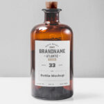 Transparent Amber Glass Bottle Mockup