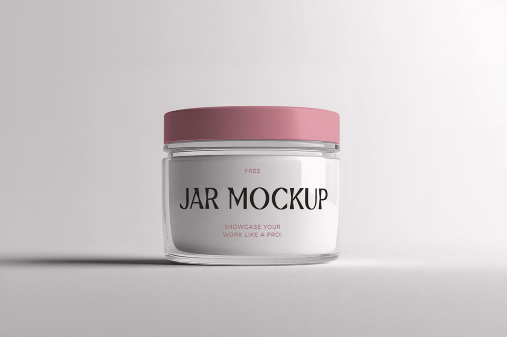 Transparent Glass Cosmetic Jar Mockup