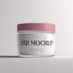 Transparent Glass Cosmetic Jar Mockup