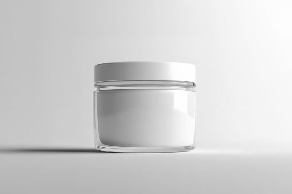 Transparent Glass Cosmetic Jar Mockup